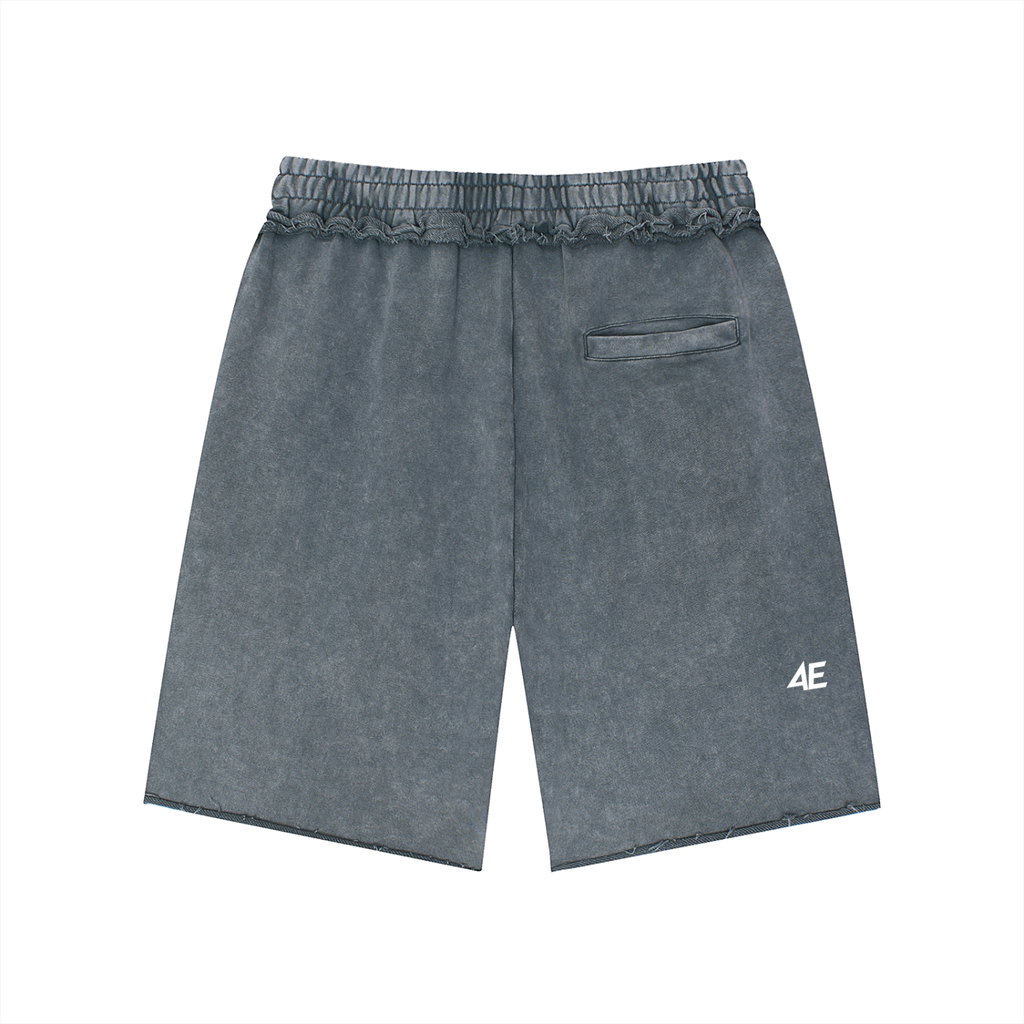 Unisex Mineral Wash Raw Edge Shorts