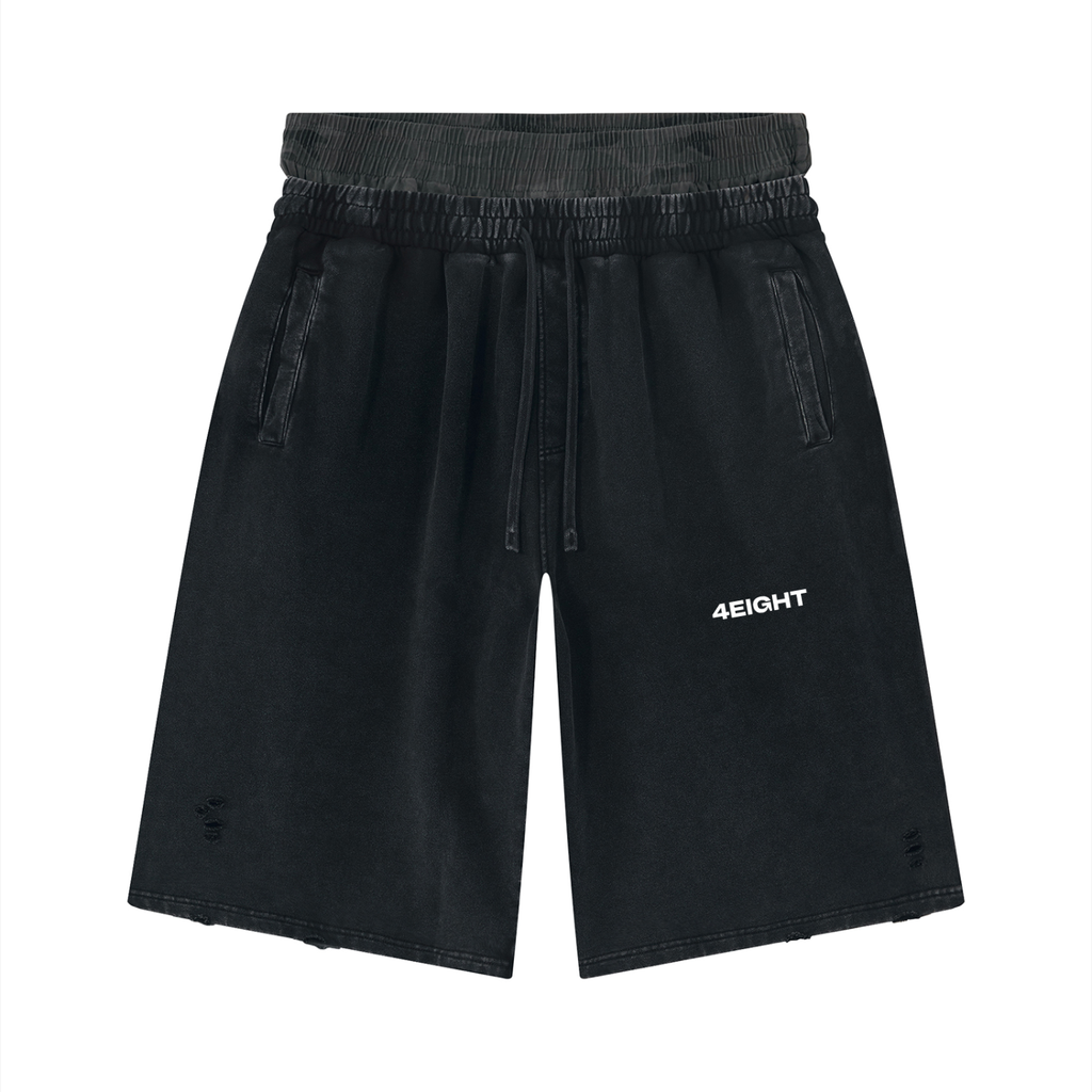 Unisex Vintage Wash Distressed Wide Leg Shorts