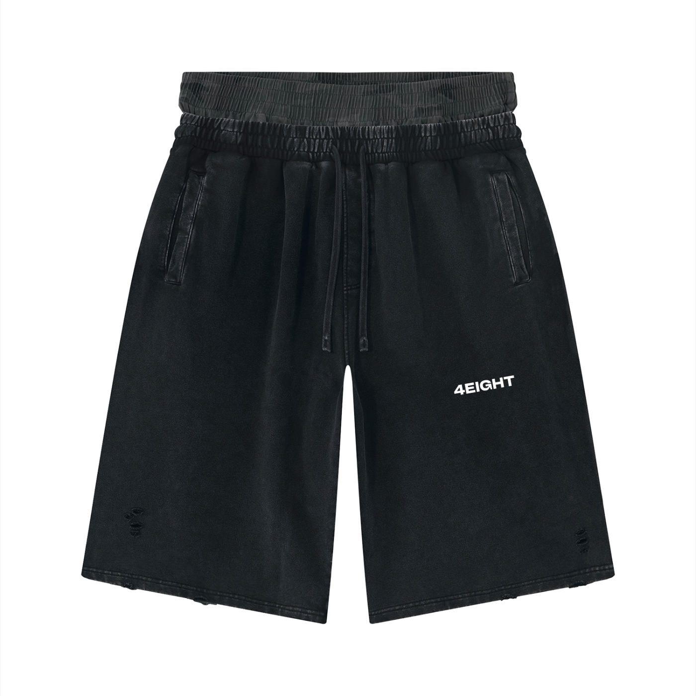 Unisex Vintage Wash Distressed Wide Leg Shorts