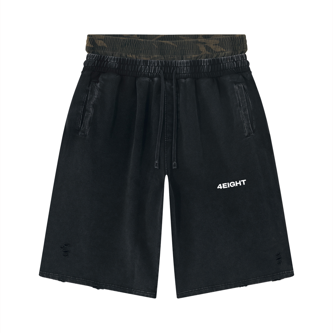 Unisex Vintage Wash Distressed Wide Leg Shorts