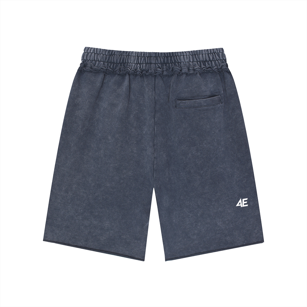 Unisex Mineral Wash Raw Edge Shorts