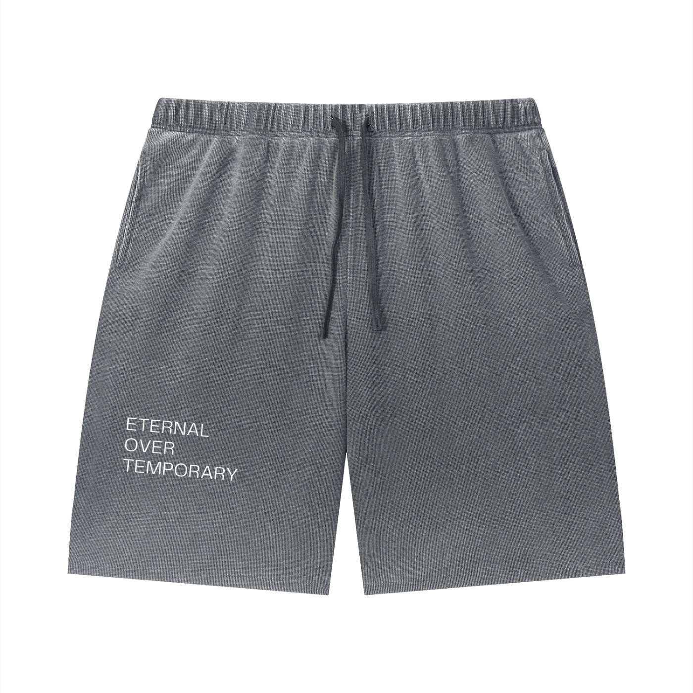 Unisex Vintage Wash Sunfade Waffle Raw Hem Shorts