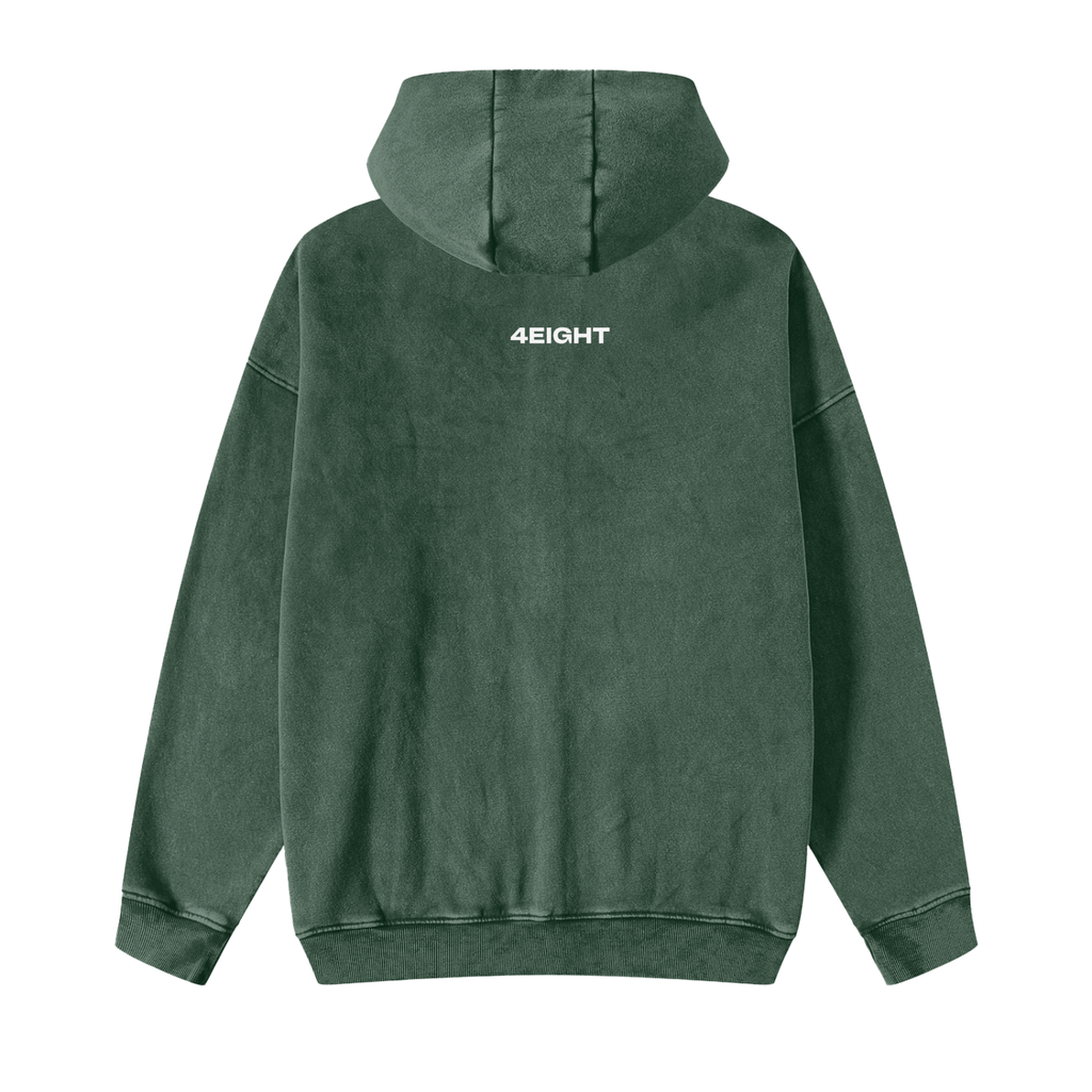 Snow Washed Zip-Through Fleece Hoodie