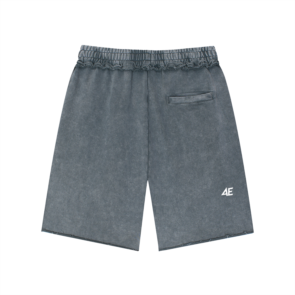 Unisex Mineral Wash Raw Edge Shorts