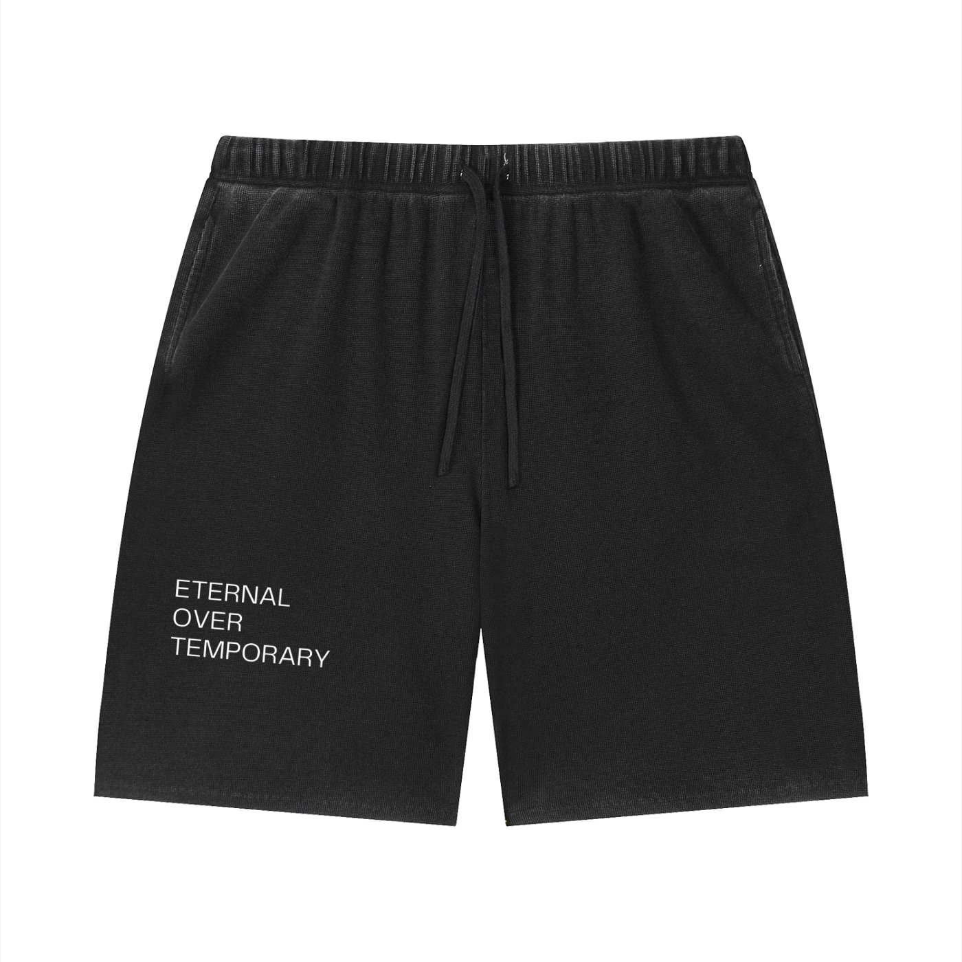 Unisex Vintage Wash Sunfade Waffle Raw Hem Shorts