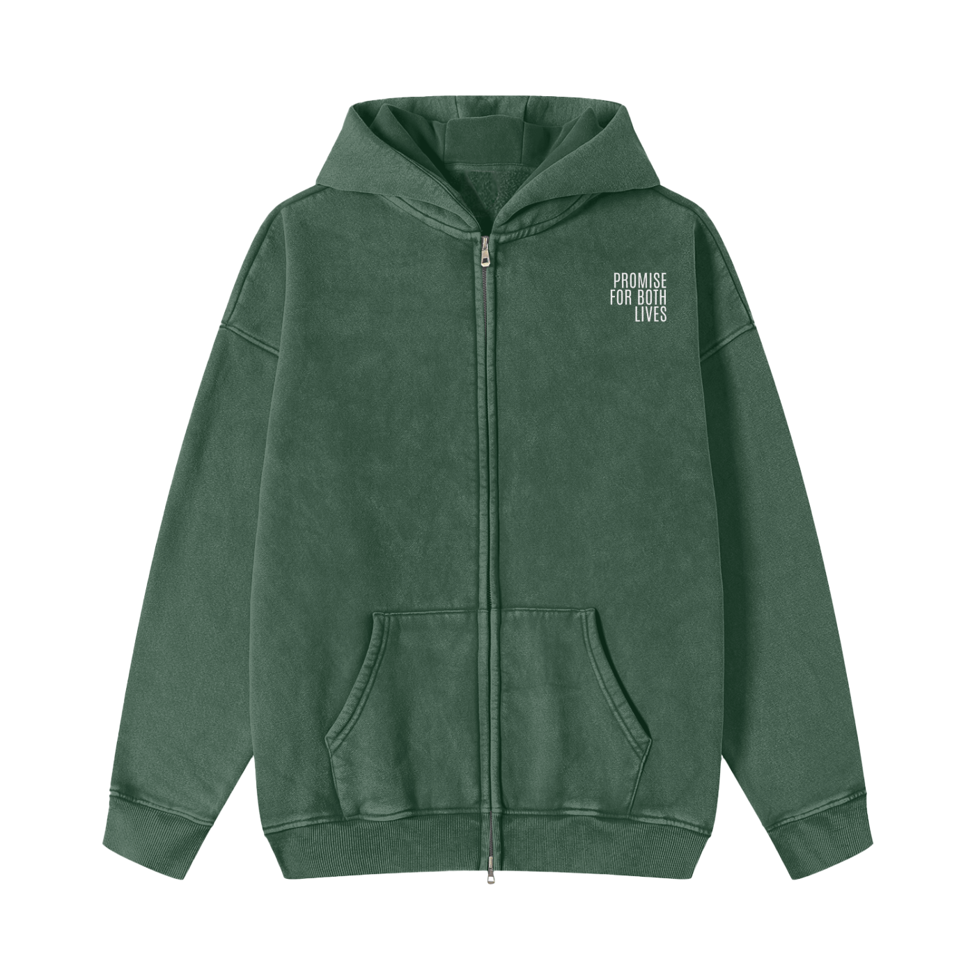 Snow Washed Zip-Through Fleece Hoodie