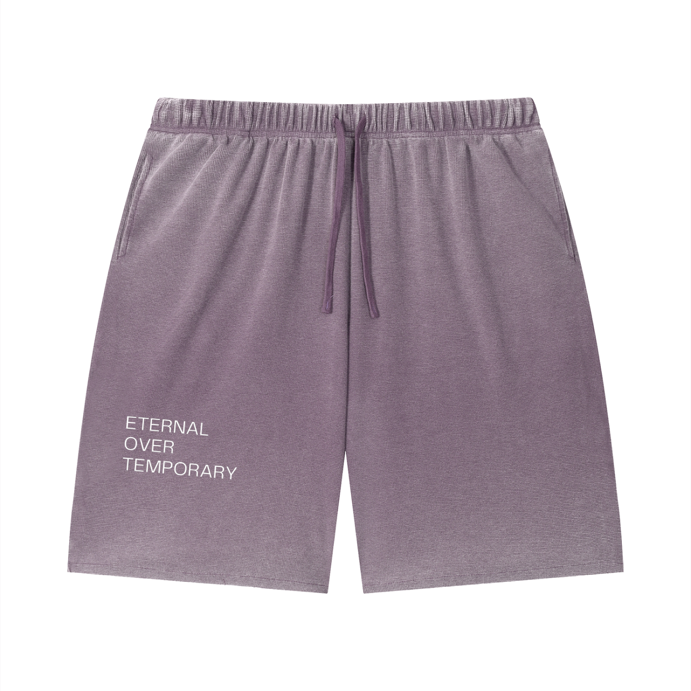 Unisex Vintage Wash Sunfade Waffle Raw Hem Shorts