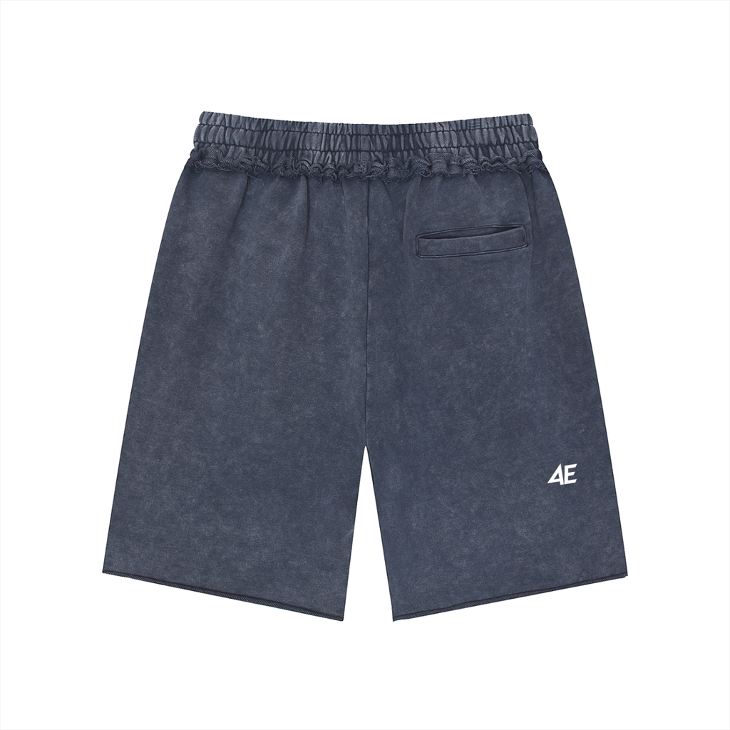 Unisex Mineral Wash Raw Edge Shorts
