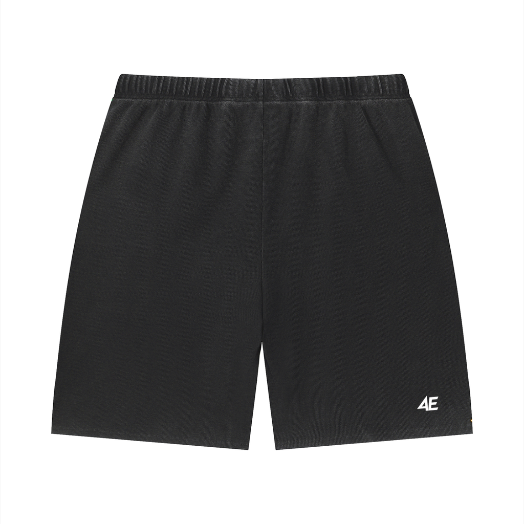 Unisex Vintage Wash Sunfade Waffle Raw Hem Shorts