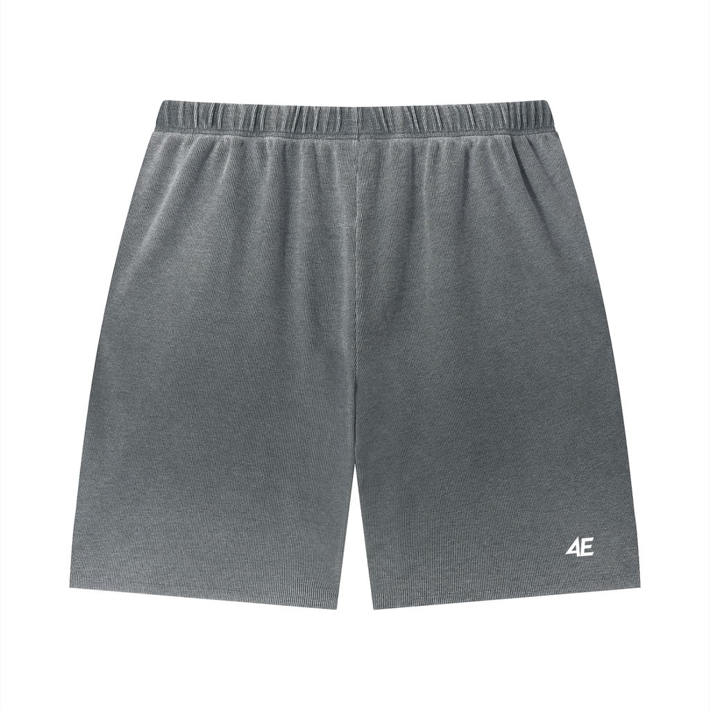 Unisex Vintage Wash Sunfade Waffle Raw Hem Shorts