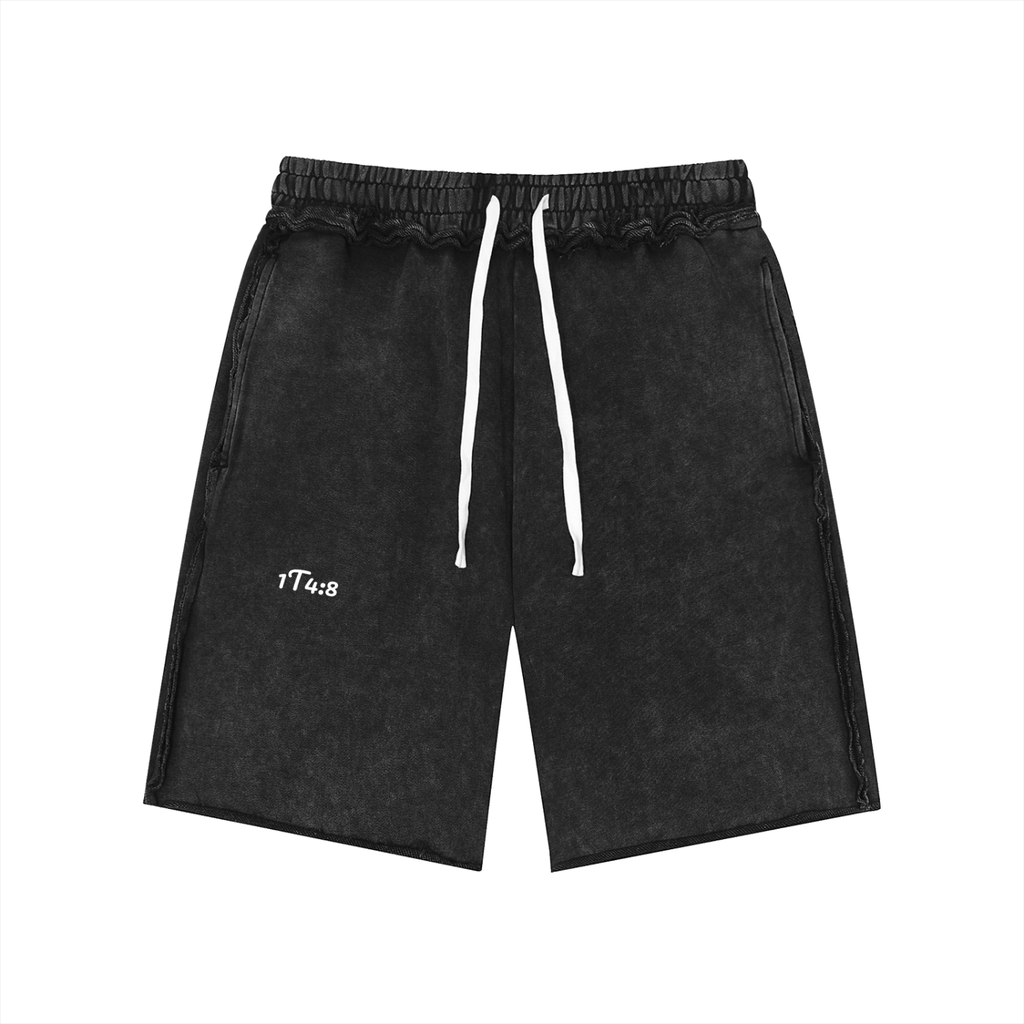 Unisex Mineral Wash Raw Edge Shorts