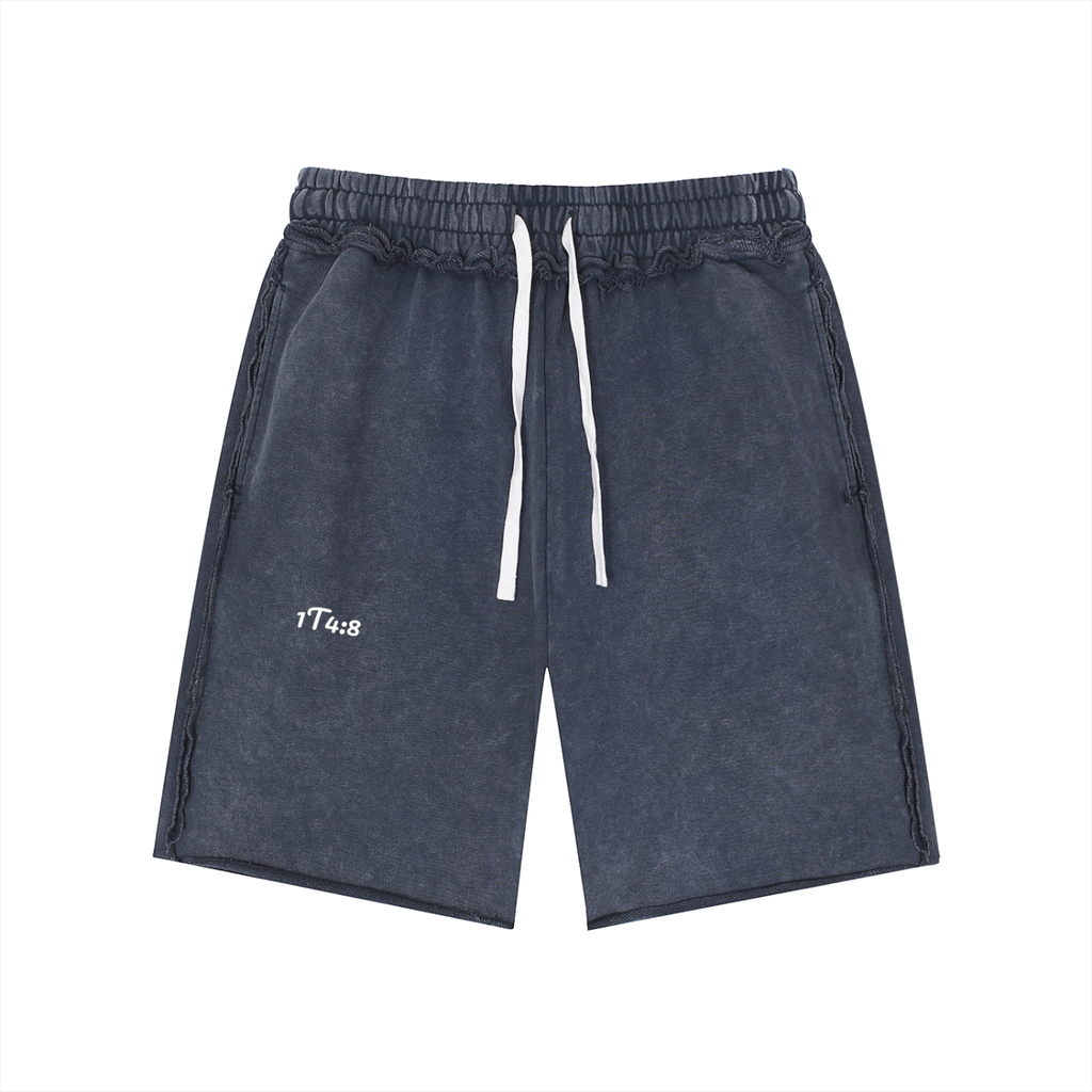 Unisex Mineral Wash Raw Edge Shorts